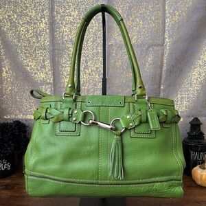 Coach Hamptons Lime Green Braided Handbag Satchel